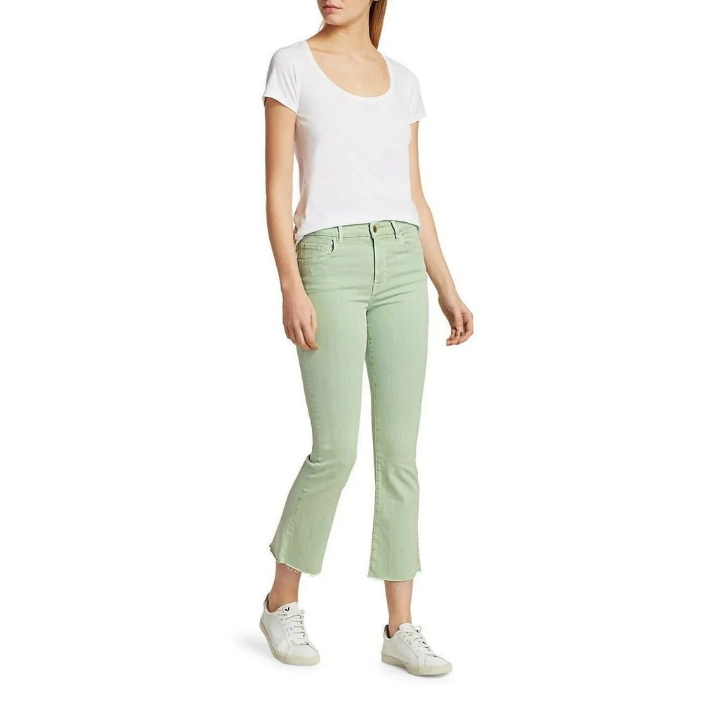 Frame Le Crop Mini Boot‎ Cut Denim Jeans in Aloe Women 26 Stretch Designer $198